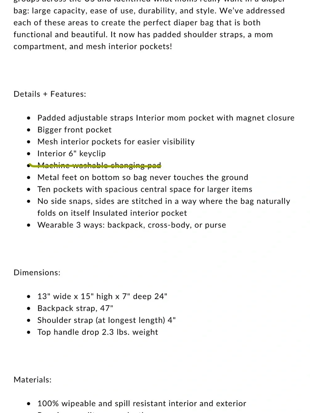 Classic Diaper Bag II - Heritage by Freshly Picked white